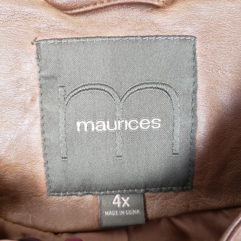 Maurices 4X Faux Leather Moto Jacket Carmel Brown Comfort Stretch Fall Staple - Picture 5 of 13